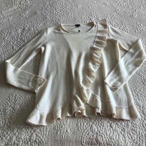 NWT Madison ivory cashmere sweater with ruffle fold over front